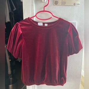 Gap Kids red velvet top, girls size S. Perfect condition.